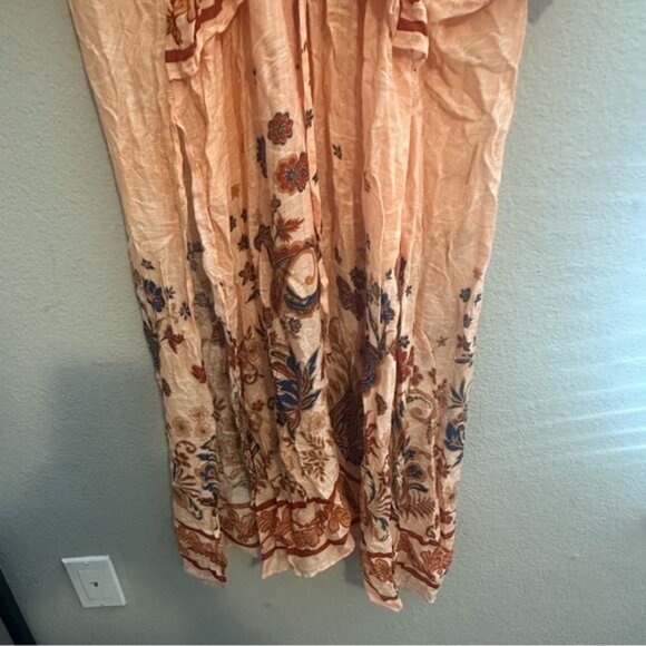Wonderly Boho Viscose Swim Cover-Up One Size Peach Floral Paisley Kimono Chic - Picture 4 of 11